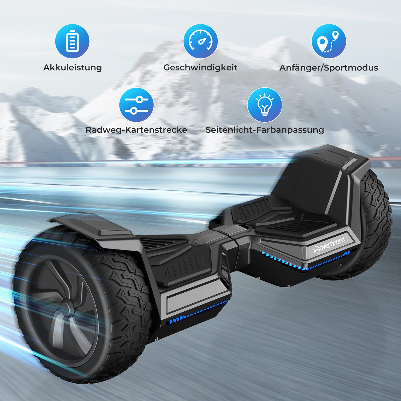 iHoverboard H8 LED Silber Hoverboard Gelände 8.5"