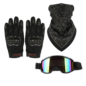 Offroad-Helmset: Helm, Schutzbrille, Taktische Handschuhe & Bandana