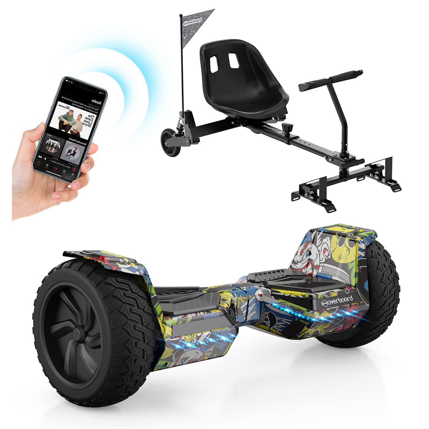 iHoverboard H8 LED Silber Hoverboard Gelände 8.5"