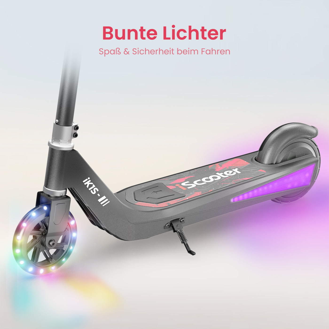 iScooter iK1S/iK2 Kinderroller mit leuchtenden Rädern