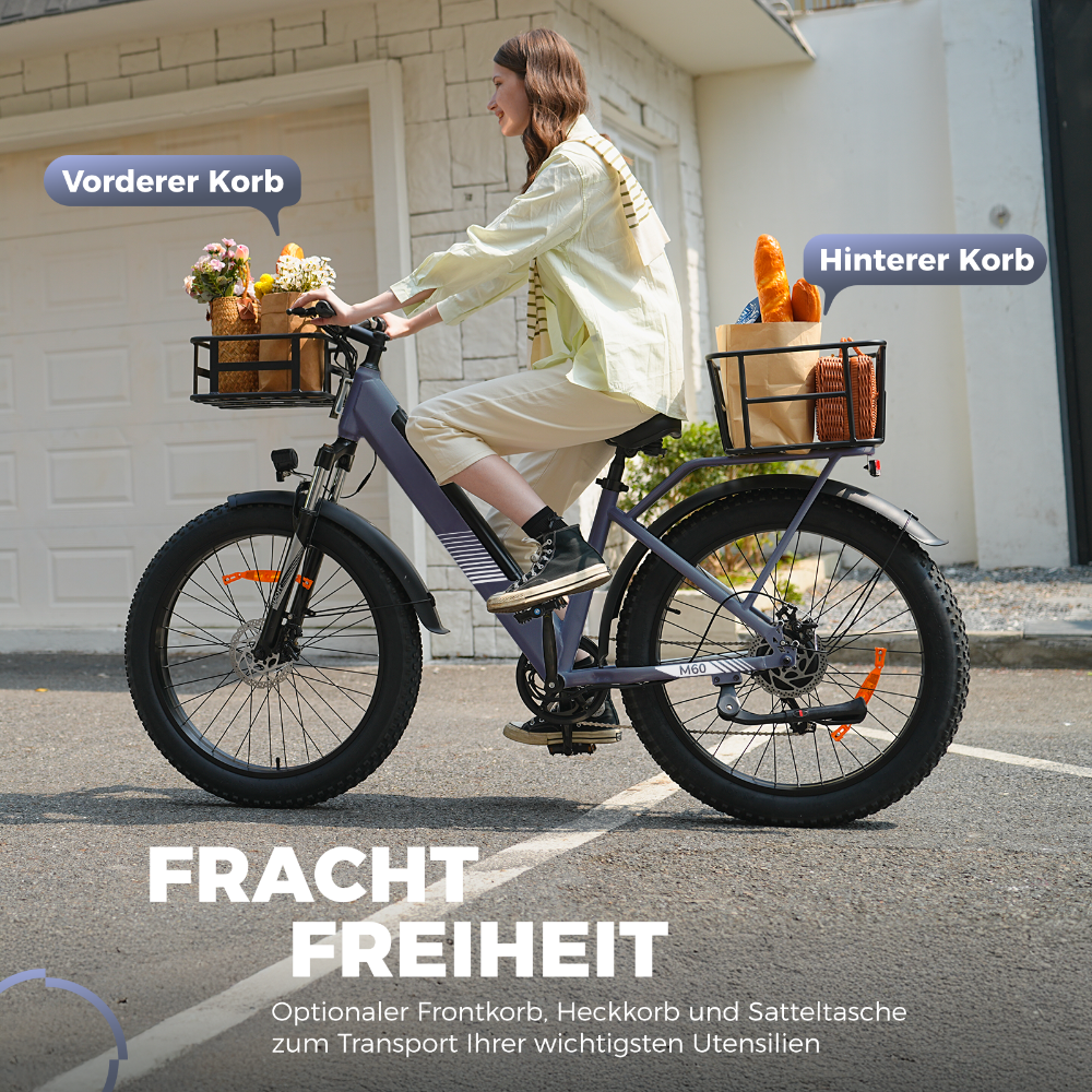 trekking e-bike mit ballonreifen M60 Fat Tire Trekking E-Bike 750w