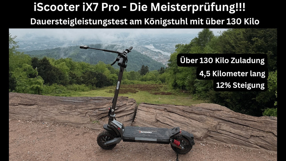 iScooter iX7 Pro - Dauersteigungstest am Königstuhl mit über 130 Kilo Zuladung