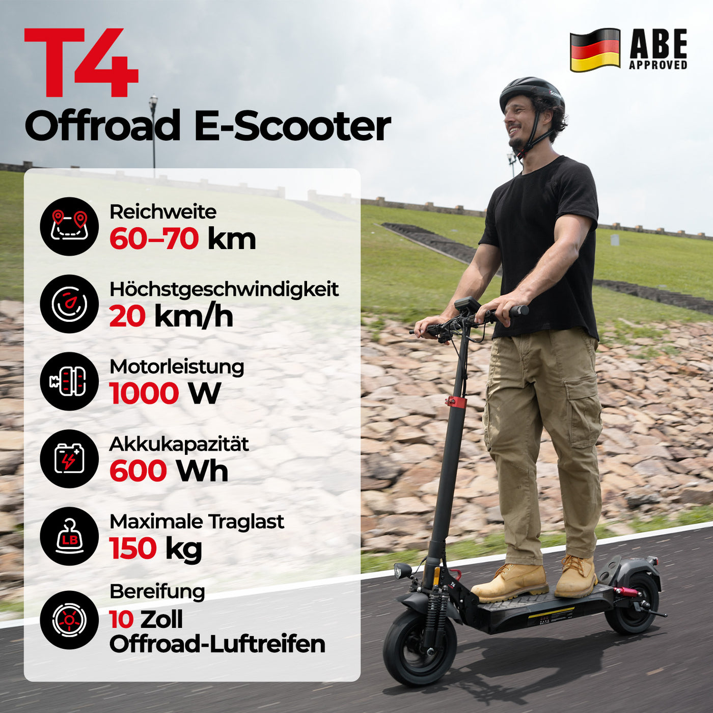 iScooter 1000W T4 Offroad E-Scooter Mit Straßenzulassung (ABE/eKFV)