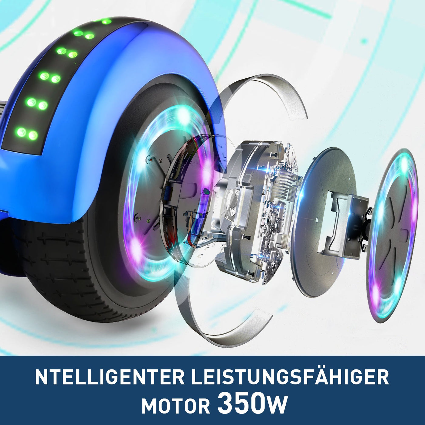 H1 Blaues 700-W-Motor LED Balance Hoverboard Bluetooth 6.5"