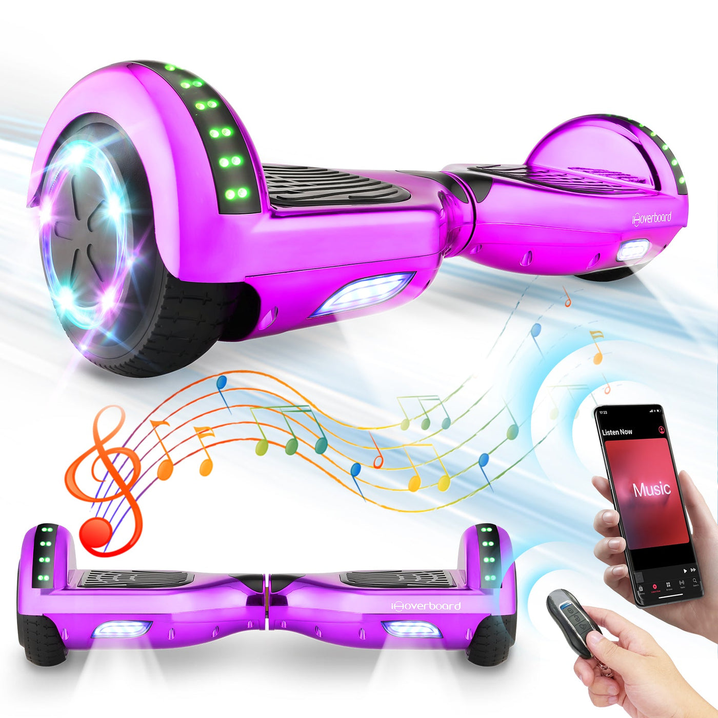 H1 Lila (Fuchsia) 700-W-Motor LED Smart Balance Hoverboard Bluetooth 6.5"