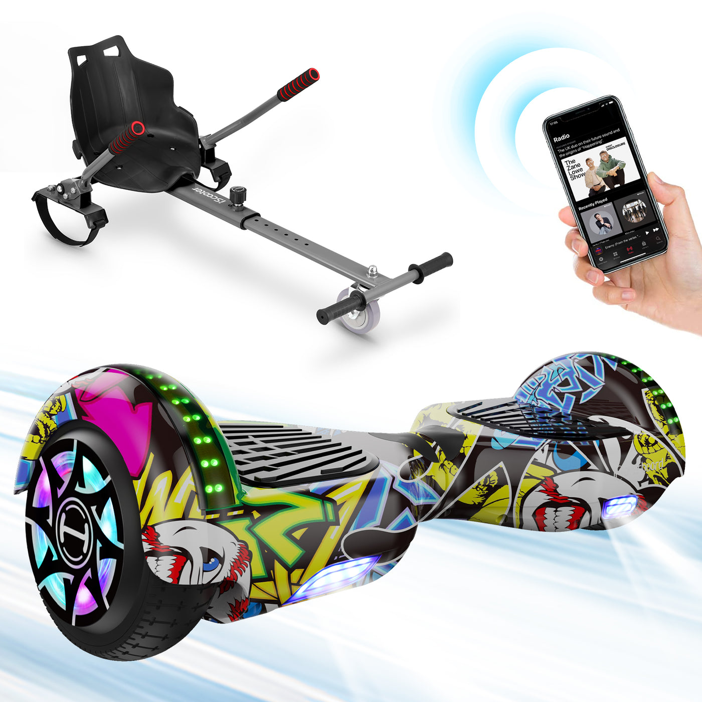 H1 Lila (Fuchsia) 700-W-Motor LED Smart Balance Hoverboard Bluetooth 6.5"